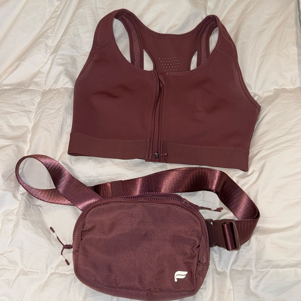 Fabletics Zip up bra size XS and matching Crossbody